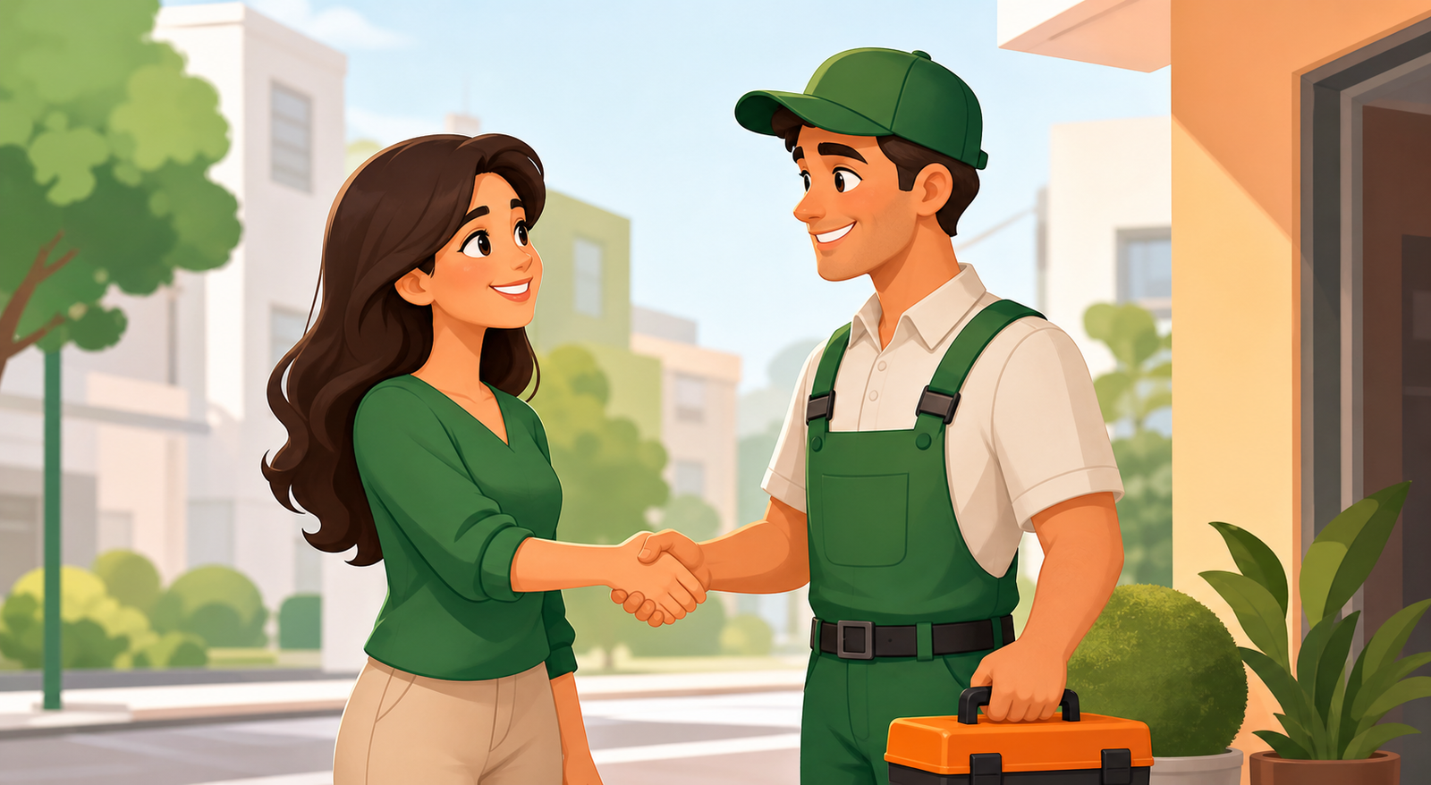 Cliente cumprimentando profissional em um aperto de mão